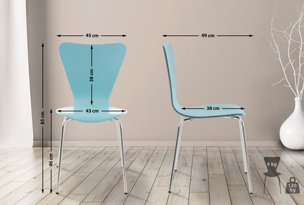 Stackstol - Multifunktionell - Space -Saving Design, Perfekt för evenemang och konferenser Färg: ljusblå