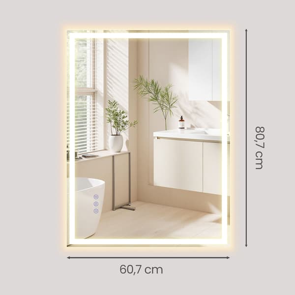Badrumsspegel med LED-belysning | Vit | 80,7x60,7 cm