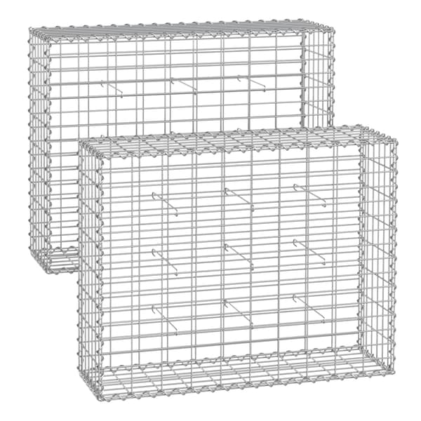 Gabion korgset - stenkorg - galvaniserat stål - silverfärgad - 100 x 80 x 30 cm
