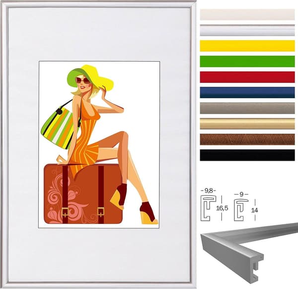 Fotoram 3-delat set med passepartout | Silver | 28x35 cm