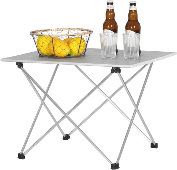Campingbord i aluminium fällbart med bärväska | Silver | 46x56x40 cm