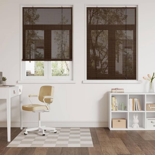 Bambu rullgardin med sidokontrollljusfiltrering | Mörkbrun | 80x220 cm
