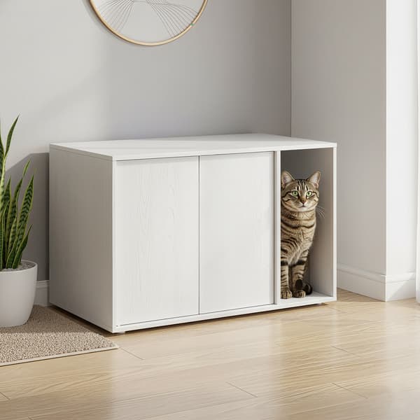 Kattsandsmöbler med verktygsfri montering | Vit | 80,5x50,5x53,5 cm