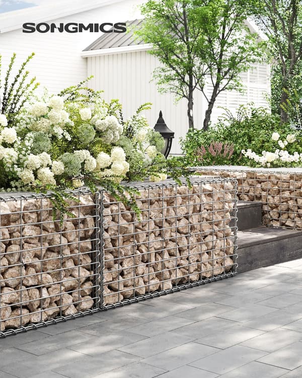 Gabion korgset silver - galvaniserat stål - lätt att montera - 100 x 50 x 50 cm