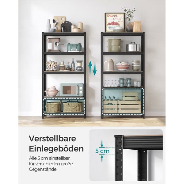Justerbart förvaringsställ - stål- och MDF-ställ - 50x100x200 cm - greige svart
