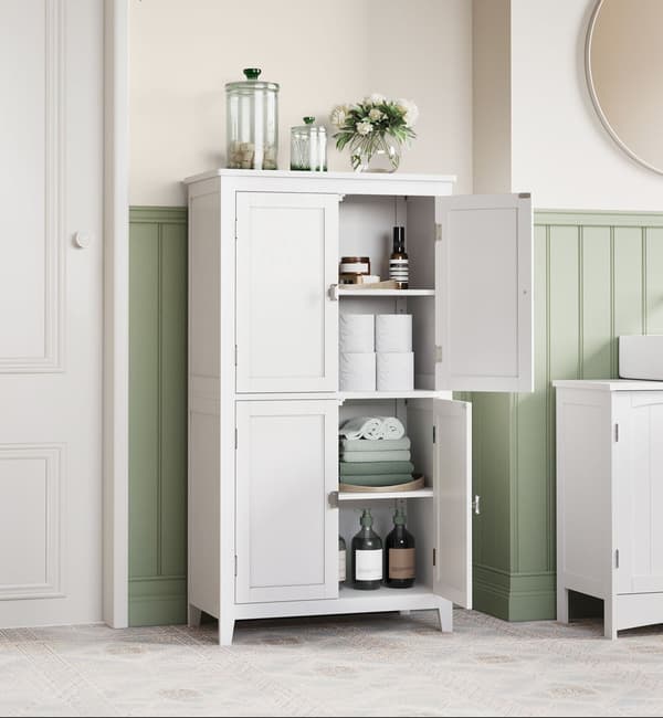 Badrumsskåp vit MDF 30x60x110 cm - förvaring