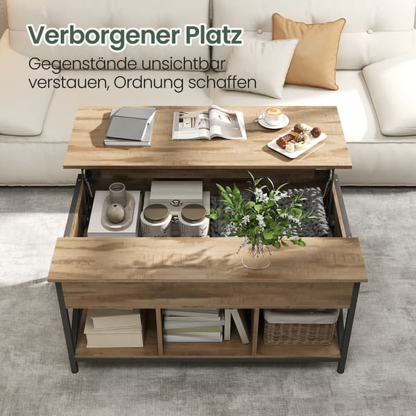 Höjdjusterbart soffbord - kamelbrun/svart - 60 x 100 x 48-62 cm