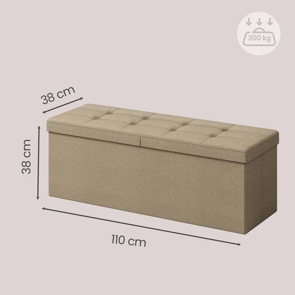 Soffa med förvaringsutrymme, fällbar sittlåda | Kamelbrun | 110x38x38 cm
