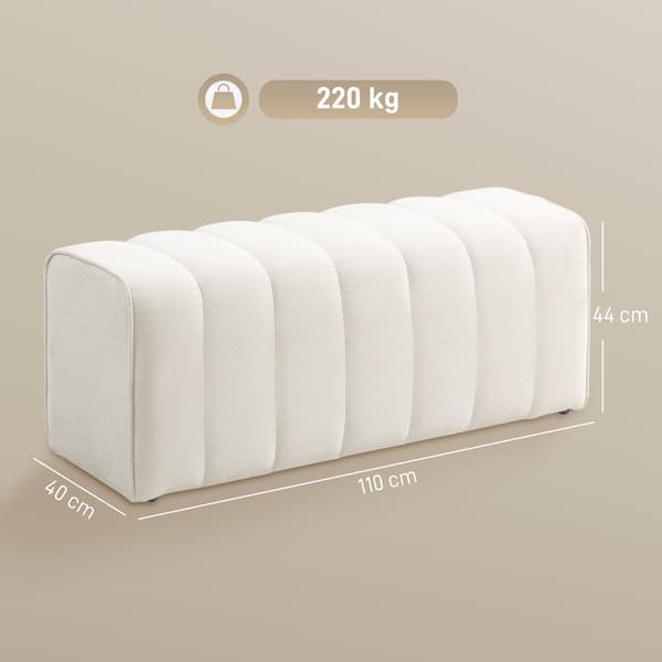 Modern stoppad bäddsoffa - Vit sovrumssoffa | Färg: Vit | Mått: 110x40x44 cm