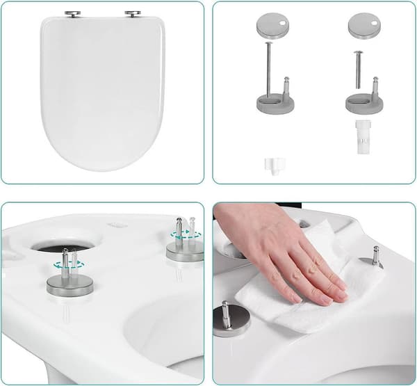 D-formad toalettsits med soft close och quick release | Vit