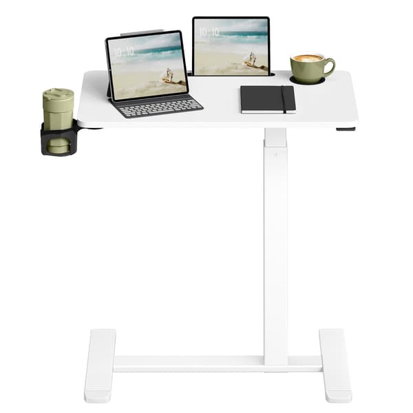 Sidobord på hjul 70 x 40 cm bordsskiva | Vit | 70x40x65-102 cm