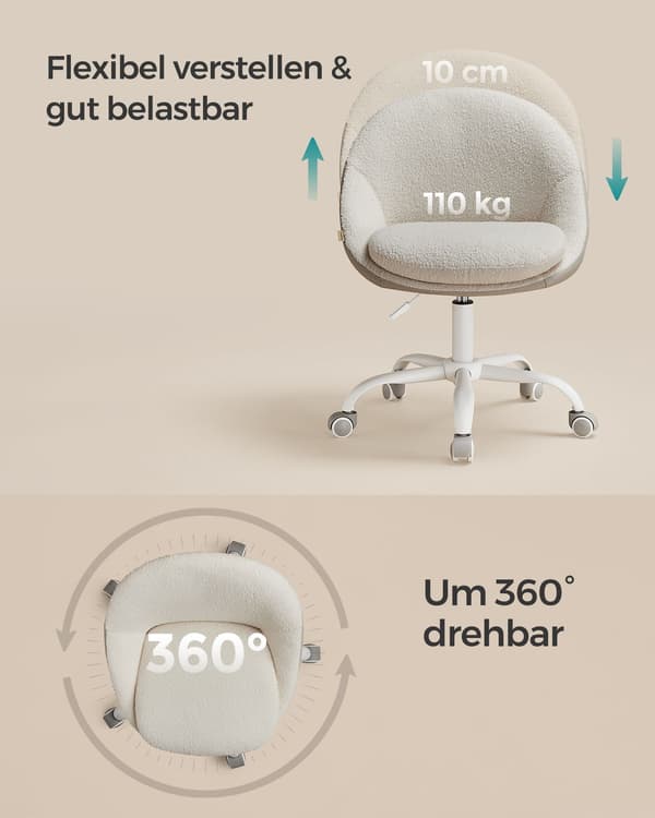 Sammets snurrstol - Cappuccino beige-molnvit - 360° - 60 x 60 x 80-90 cm