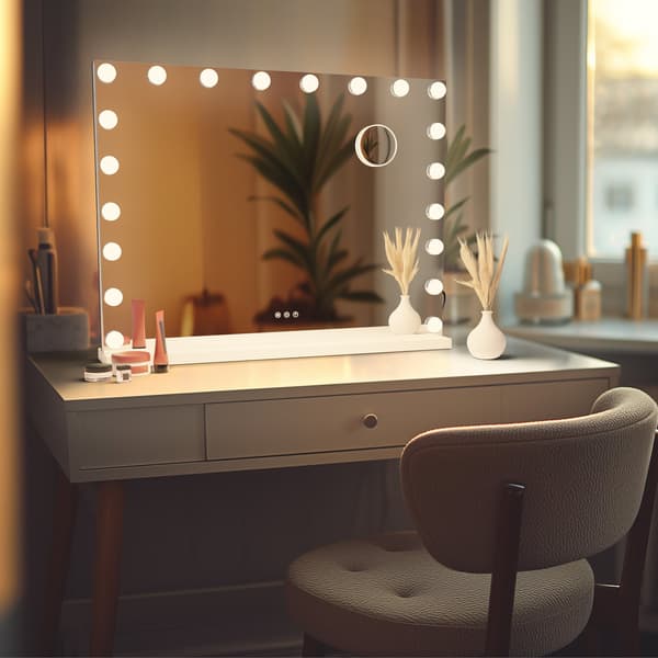 Illuminated Wall Mirror - Make -Up Mirror - Dimble LEDS & USB -anslutning | Färg: Vit | Innehåll: Med Bluetooth