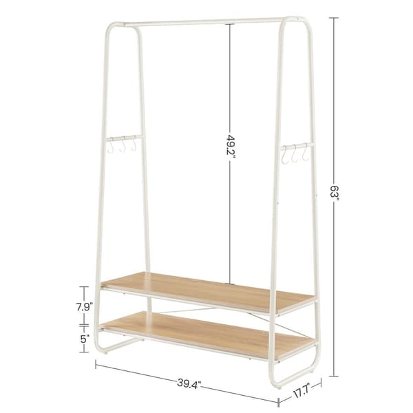 Klädställ med 2 hyllplan, ekkrämvit, 45 x 100 x 160 cm