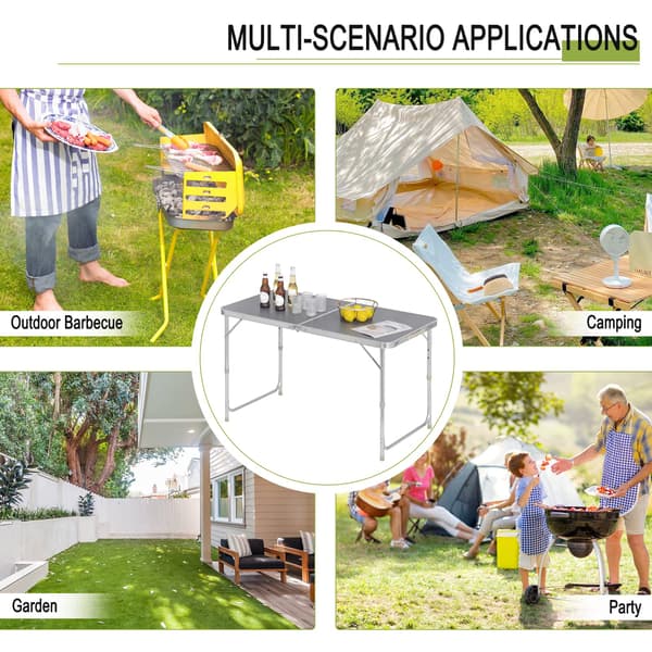 Campingbord fällbart bord justerbart trädgårdsbord | Grå | 60x120x55/62/70 cm