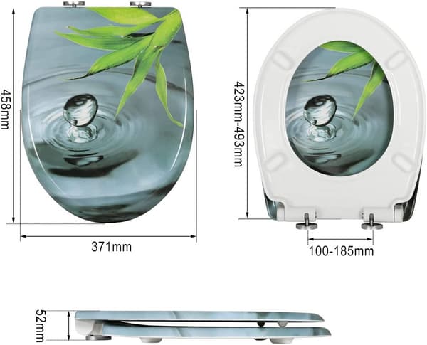 Toalettsits med soft close och quick release Bladmotiv | Ljusgröna blad