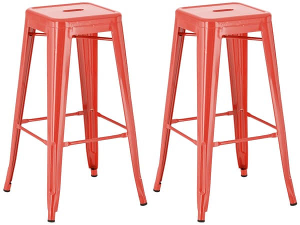 Uppsättning av 2 barstolar - Högpallar - Stackbar, Space -Saving Design | Färg: Röd