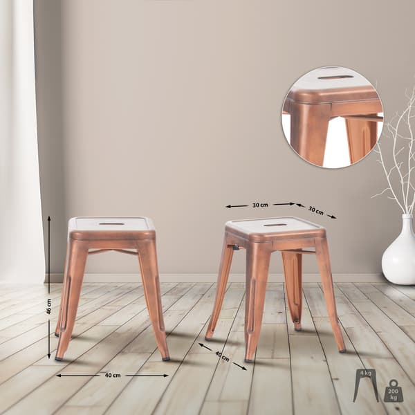 Modern stapelbar pall - Barstol - Space -Saving Design | Färg: Koppar