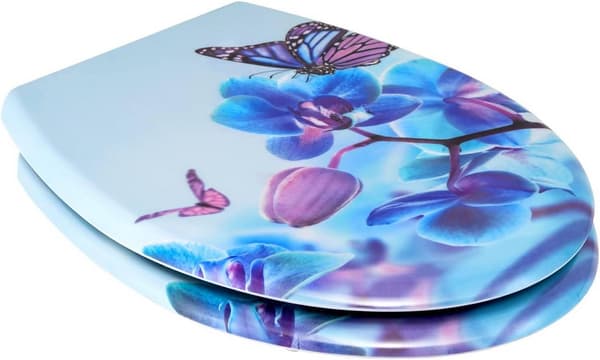 Duroplast toalettsits med soft close blå Phalaenopsid | Blå | 37,1x45,5x1,8 cm