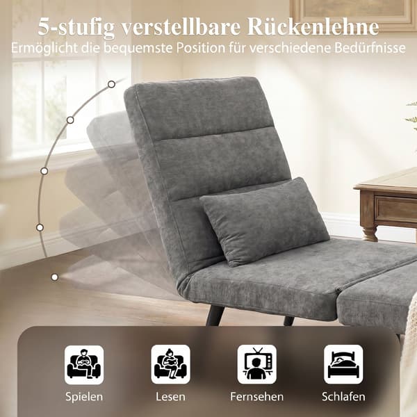 Sovfåtölj 3-i-1 med sovfunktion | Färg: Grå | Mått: 67x73x96 cm