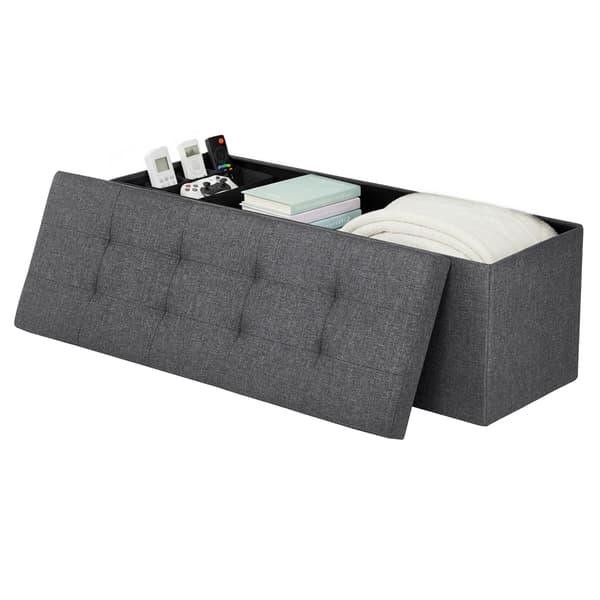 Soffa med förvaringsutrymme, fällbar sittlåda | Mörkgrå | 110x38x38 cm