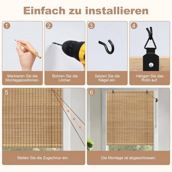 Bambu rullgardin ljusfiltrering med sidokontroll | Brun | 70x160 cm