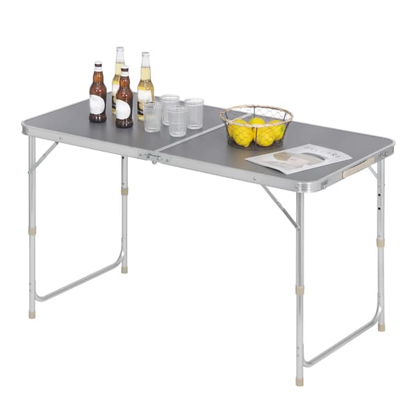 Campingbord fällbart bord justerbart trädgårdsbord | Grå | 60x120x55/62/70 cm