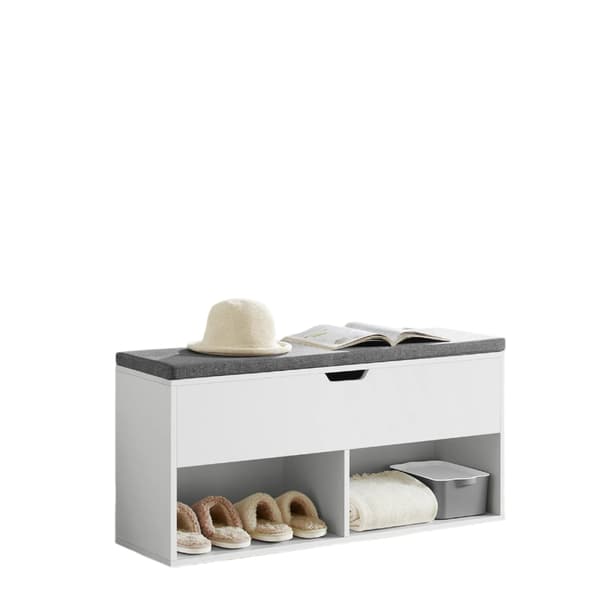 Skobänk med förvaringsutrymme - vadderad sits - E1 trä - 100 x 30 x 48 cm