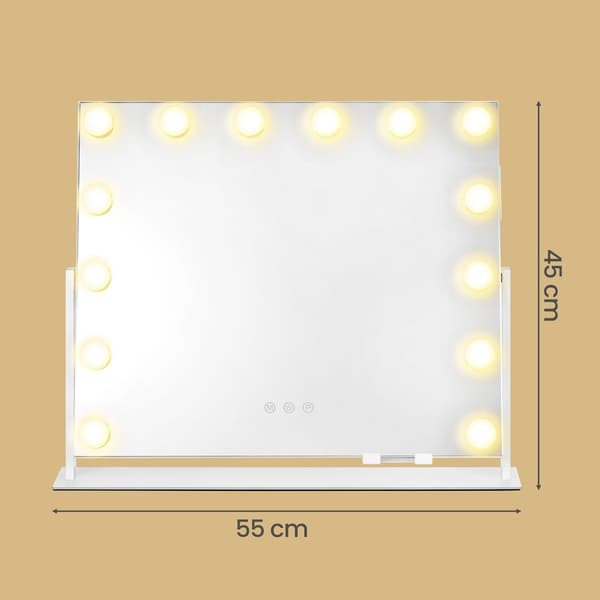 Sminkspegel med LED-belysning och touchkontroll | Vit | 55x10x45 cm