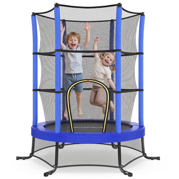 Barnstudsmatta 174 cm med skyddsnät | Blå | 174x174x189 cm