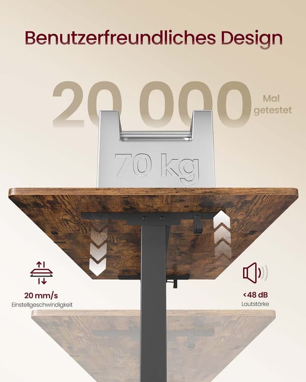 Höjdjusterbart skrivbord - elektrisk sittställning - USB - brun - 140 x 70 cm