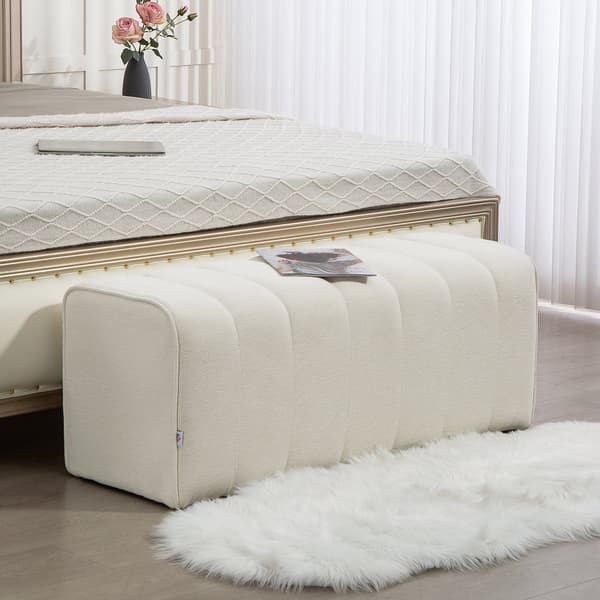 Modern stoppad bäddsoffa - Vit sovrumssoffa | Färg: Vit | Mått: 110x40x44 cm