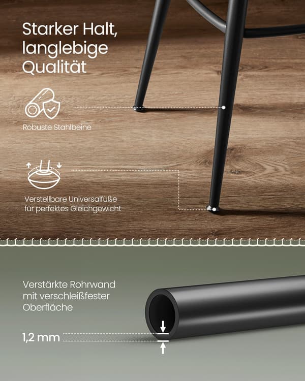 Set med 2 barstolar med ryggstöd | Skogsgrönt | 54x54x91 cm