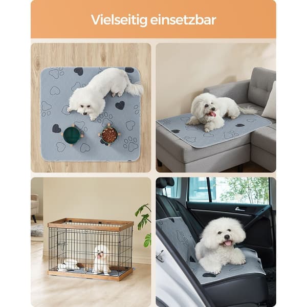 Vattentät grå valpträningsmatta 91 x 86 cm – polyester, TPU, halkfri, set om 2
