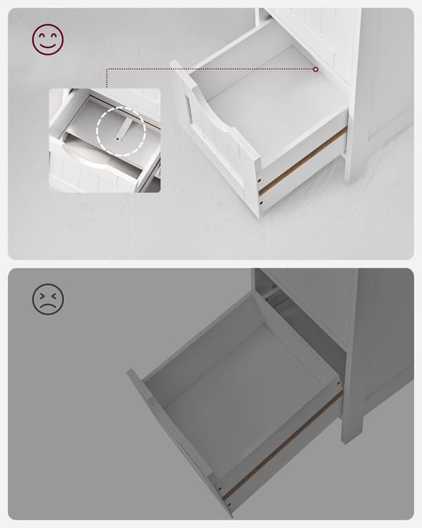 Sidoskåp med lådor - förvaring - vit MDF - 30 x 82 x 30 cm