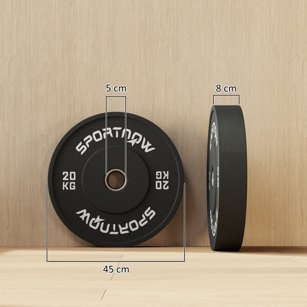 Olympiskt viktset 2 x 20 kg - Viktskivor av gummi | Färg: Svart