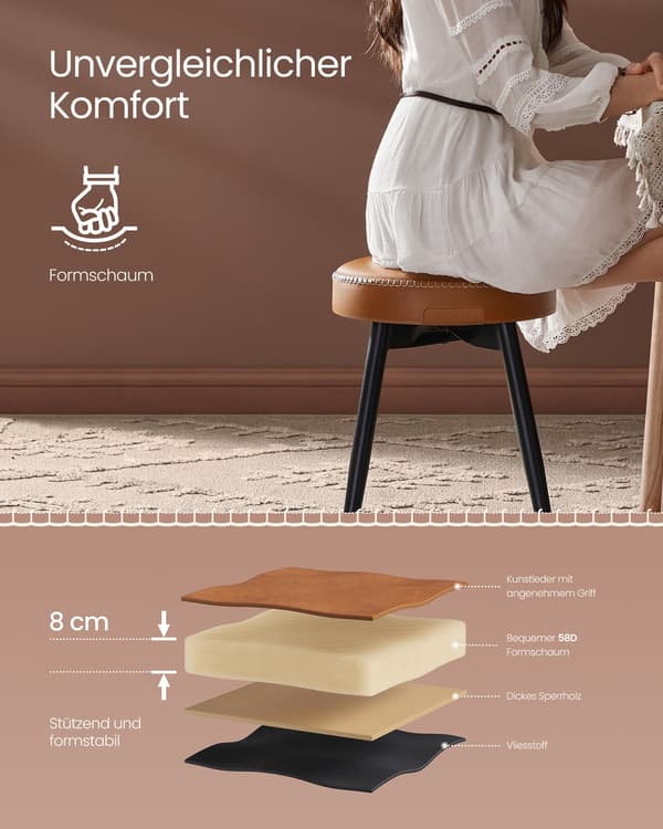 Set med 2 matsalsstolar | Karamellbrun | 48x48x48,2 cm