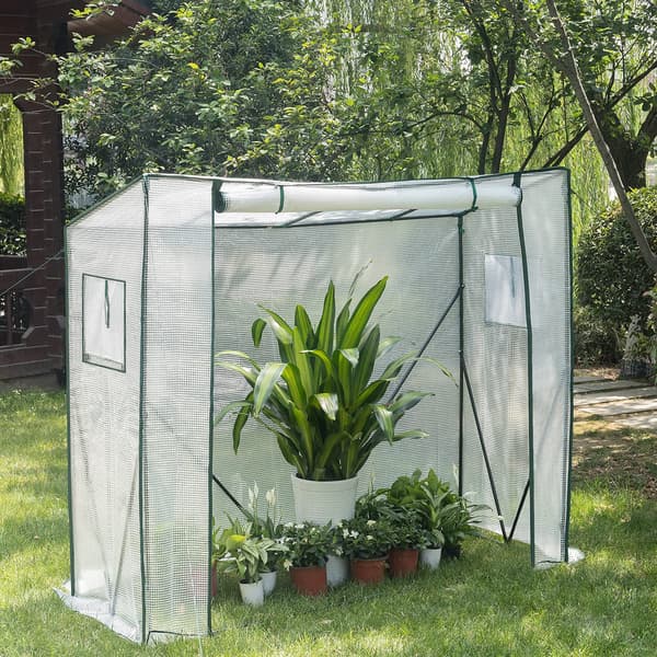 Folieväxthus med rulldörr | Vit | 200x77x146/169 cm