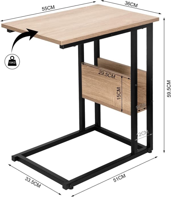 Sidobord med sidoficka och laptopbord | 55x36x59,5 cm