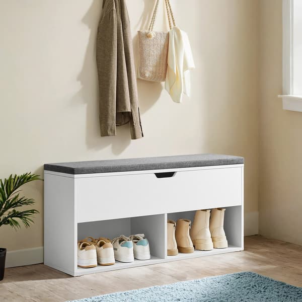 Skobänk med förvaringsutrymme - vadderad sits - E1 trä - 100 x 30 x 48 cm