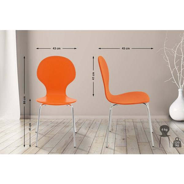 2x Stackbara besökarstolar - Ergonomisk säte - Space -Saving Design | Färg: Orange