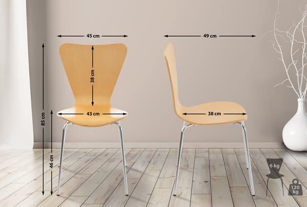 Stackstol - Multifunktionell - Space -Saving Design, Perfekt för evenemang och konferenser Färg: Naturen