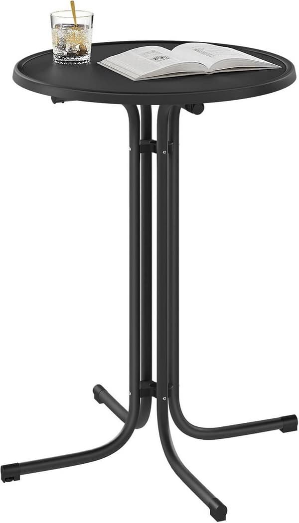 Fällbart barbord med lock Ø 80 cm | Vit, svart | 90x90x110 cm