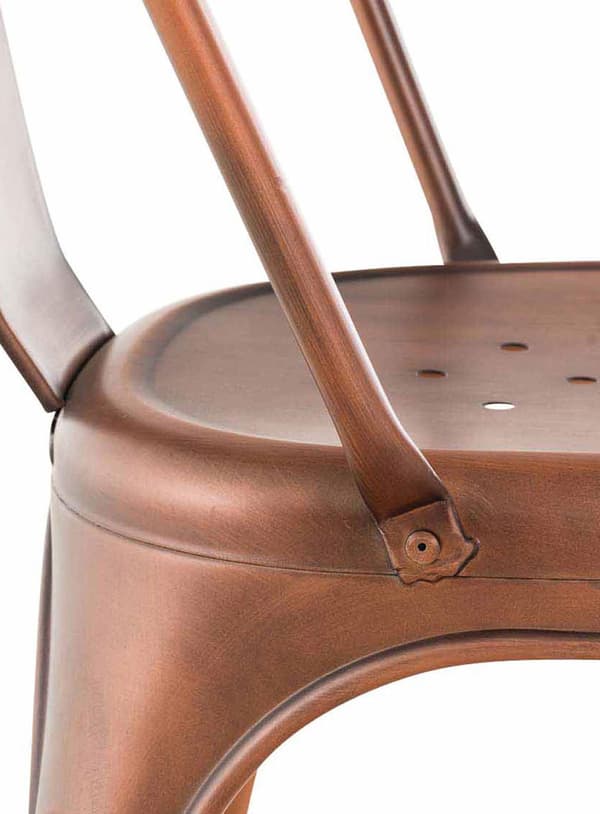 4 -deluppsättning metallstolar - Stackbara matsolar - Industriell design | Färg: Koppar