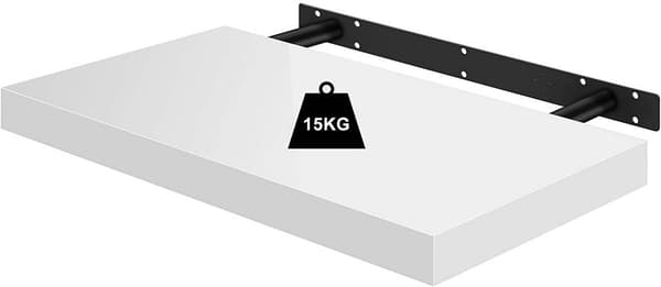 Set med 2 flytande vägghyllor | Vit | 40x3,8x22,9 cm
