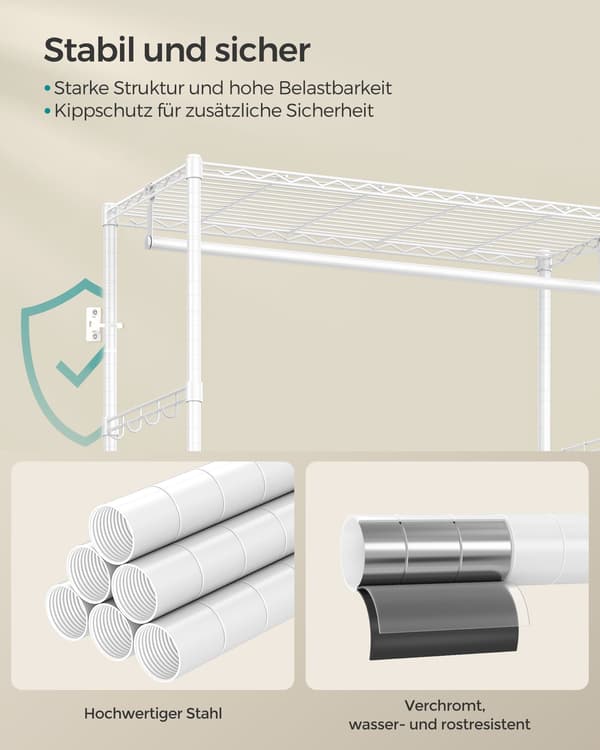 Klädställ med 2 lådor - Stål - 40 x 90 x 180 cm - Vit-grå