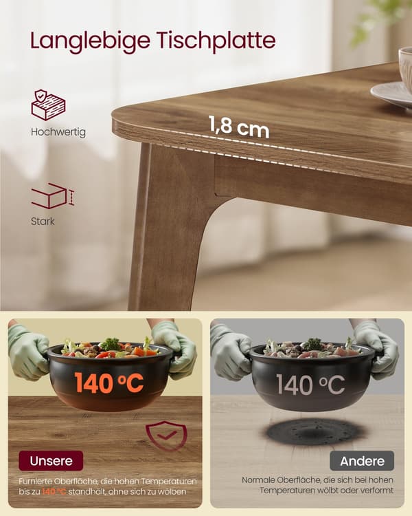 Utdragbart matbord | Honungsbrun | 140/160/180x85x76,2 cm