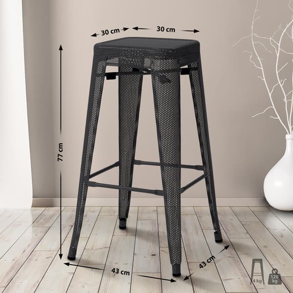 Barstol - Industriell pall - Stackbar och underhåll - vänlig design | Färg: Svart