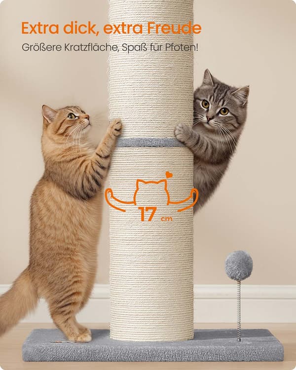 Kattskrapstolpe - Sisalskraptorn - Stabil kattlek - Grå - 50 x 40 x 85 cm