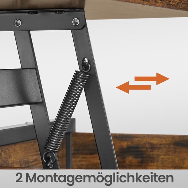 Höjdjusterbart soffbord för vardagsrum | Brun-svart | 120,5x50,5x48,5-63,5 cm